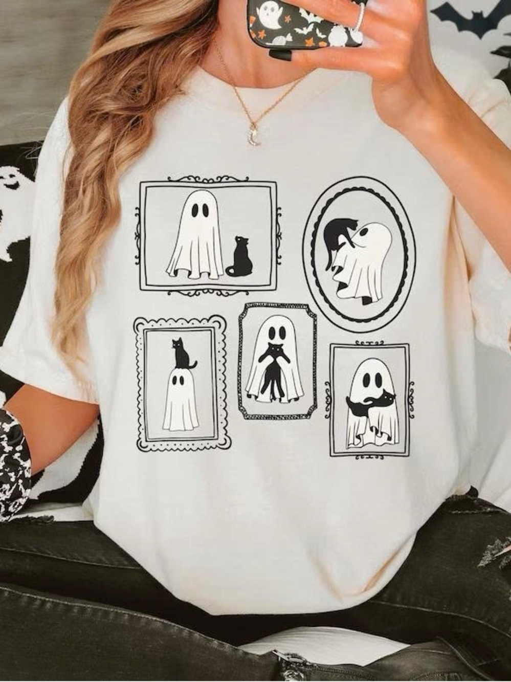 Gildan White Short Sleeve Ghost Portrait Graphic Tee